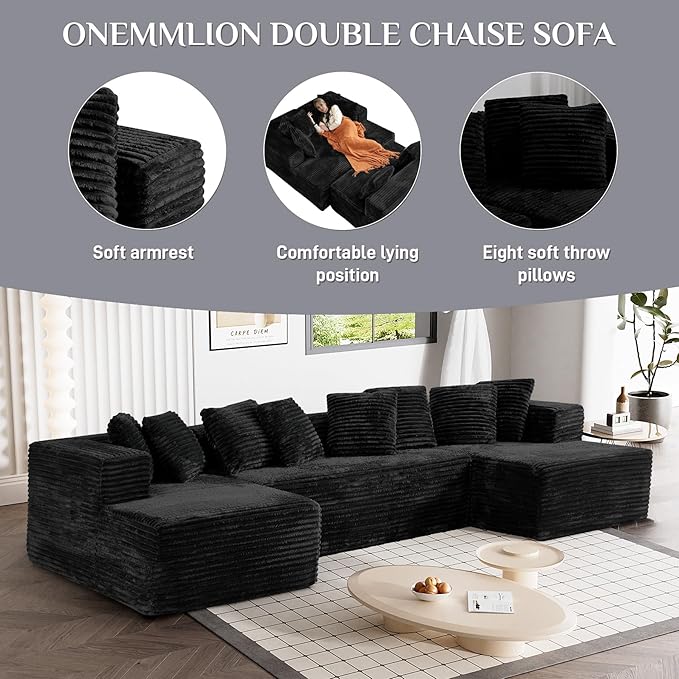 DeepMelt Extra Plush Modular Sectional Black